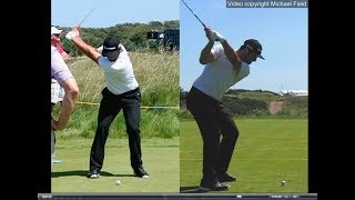 Jon Rahm golf swing  Long Iron faceon amp downtheline July 2017 [upl. by Rexer]