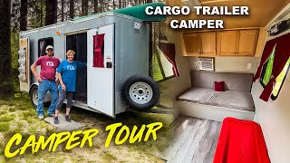 LOW COST  Cargo Trailer Camper DIY Conversion TOUR [upl. by Mirisola]