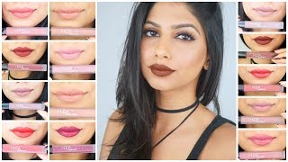 Huda Beauty Liquid Lipstick Mini Review amp Swatches on Medium Skin [upl. by Dolph]