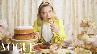 Florence Pugh Eats 11 English Dishes  Mukbang  Vogue [upl. by Dnalerb]