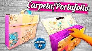 DIY  CarpetaPortafolio Reciclando Cartón  PumitaNegraArt🐾 [upl. by Boehmer]