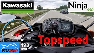 Kawasaki Ninja 650  TOPSPEED on Autobahn  GPS 199kmh [upl. by Quintessa]