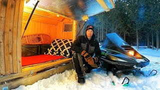 Solar Heated Snowmobile Camper Journey  Solo Winter Camping in my quotSled Cabinquot [upl. by Regnig]