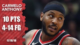 Carmelo Anthonys Blazers debut is his first game in over a year  201920 NBA Highlights [upl. by Adnilg]