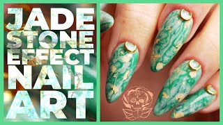 Jade Stone Effect Nail Art [upl. by Kimon]