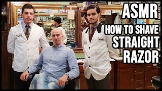 💈 HOW to SHAVE FACE amp HEAD with STRAIGHT RAZOR  OLD SCHOOL ITALIAN BARBER 🎧 DEEP ASMR SOUNDS [upl. by Abehshtab]