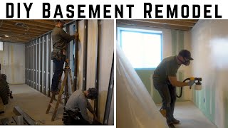 Affordable DIY Framing Drywall amp Paint  How To Basement Remodel [upl. by Skelly]