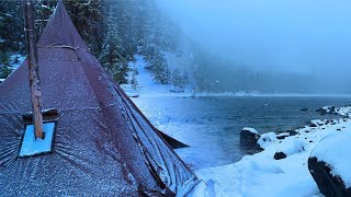 Hot Tent Camping In A Snowstorm [upl. by Huberto573]