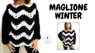 TUTORIAL Maglione Winter uncinettopunto grannylafatatuttofare [upl. by Akenor13]