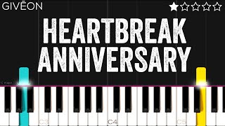 Giveon  Heartbreak Anniversary  EASY Piano Tutorial [upl. by Konikow]