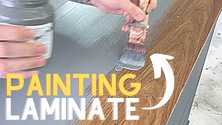 Yes you CAN paint LAMINATE FURNITURE Mid Century Style Dresser Makeover [upl. by Indnahc537]