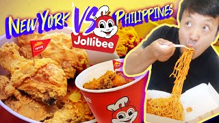 Eating ENTIRE JOLLIBEE MENU JOLLIBEE New York VS Philippines FOOD REVIEW [upl. by Siramay886]