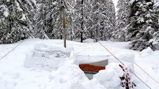 Winter Camping In Snow Shelter During A Storm [upl. by Ahsenauq]