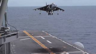 Harrier Takeoff amp Landing on USS Makin Island [upl. by Ellemrac509]