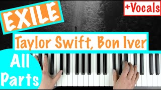 How to play EXILE  Taylor Swift ft Bon Iver Piano Chords Accompaniment Tutorial [upl. by Cooperman]