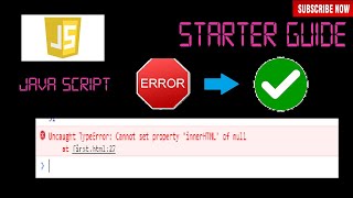 Uncaught TypeErrorCannot set property innerHTML of null  Javascript error  Web development [upl. by New93]