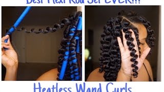 Natural Hair Flexi Rod Set l Heatless Wand Curls [upl. by Ashlie612]