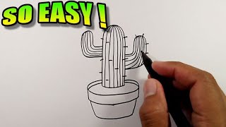 How to draw a cactus easy  Simple Drawing  Terrestrial Plants Drawing [upl. by Tedman997]