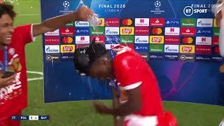 quotCOME ONquot Alphonso Davies interview after winning Champions League is gatecrashed [upl. by Price]