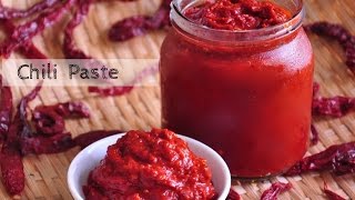 Dried RED CHILLI Paste  Chili Paste  Essential Basic Recipe [upl. by Leiso]