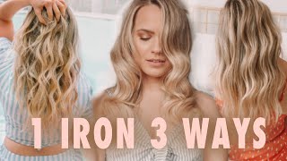 1 Curling Iron 3 Totally Different Curls amp Waves  Kayley Melissa [upl. by Nossah502]