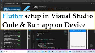 Flutter Setup in Visual Studio Code amp Running first Flutter app in Android Device [upl. by Jolee]