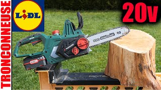 LIDL Tronçonneuse sans fil PARKSIDE X20VTEAM PKSA 20Li B2 20V Cordless Chainsaw  PROTECTION OREGON [upl. by Akcimahs370]