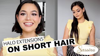 HOW TO Halo Extensions on Short Hair Sassina Hair [upl. by Aritak]