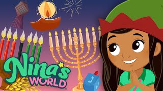 What is Kwanzaa Hanukkah and Diwali  Ninas World  Universal Kids [upl. by Rollo]