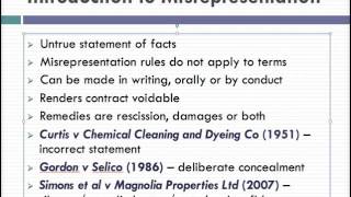 Misrepresentation Lecture 1 of 4 [upl. by Sjoberg115]