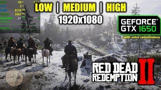 GTX 1650  Red Dead Redemption 2  II  1080p Low Medium High [upl. by Leahcam149]