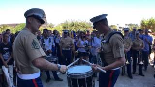 SFBandChallenge15 Benicia Drumline VS 1st Marine Division [upl. by Novahc]