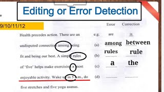 Editing  Error Detection  Tricks and practice questions  class 9101112 [upl. by Fredette830]