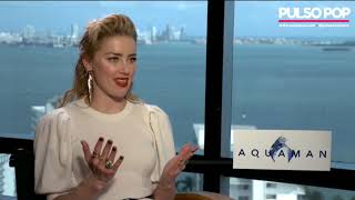 Aquaman  Amber Heard speaks perfect Spanish during movie interview [upl. by Nnylimaj]