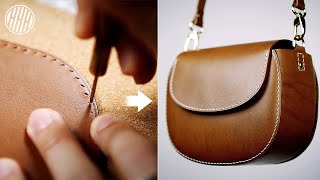 DIY Handmade Leather Bag  Leather Crafting [upl. by Attekram69]