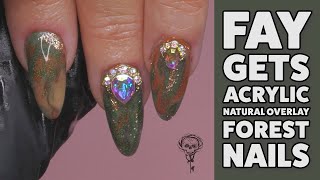 Natural Overlay Acrylic Forest Nails [upl. by Ciapha]