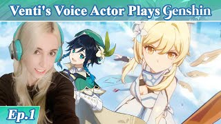 Ventis English Voice Actor plays GENSHIN IMPACT Part 1  Adventure start [upl. by Yarled]