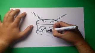 Como dibujar un tambor paso a paso  How to draw a drum [upl. by Arotal]