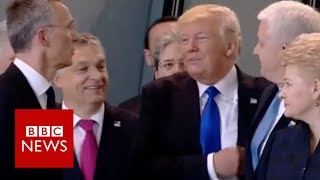 Trump pushes past Montenegro’s PM  BBC News [upl. by Aldarcy936]