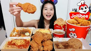 Jollibees Best Menu Items Feast Jolly Spaghetti Chicken Joy Palabok Noodles amp Hot Dog  Mukbang [upl. by Nireves]