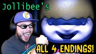 HOW TO GET ALL 4 ENDINGS  FNAF Jollibees ALL ENDINGS [upl. by Ahsias]